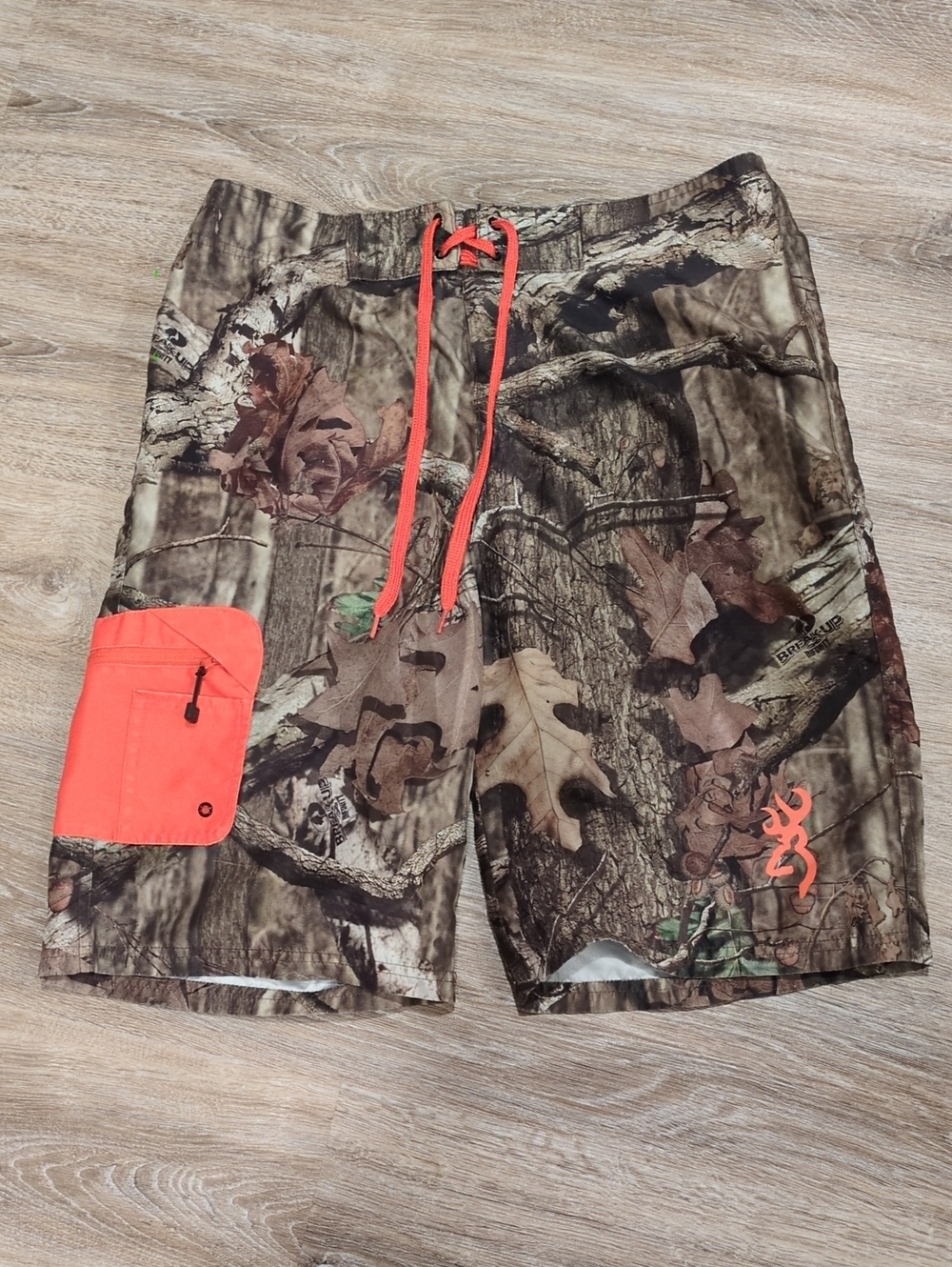🍂🍃Browning Men's Camo Swim Board Shorts with Orange Accents size 32🍂🍃